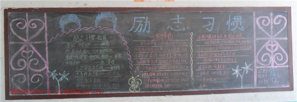 同连中学好习惯黑板报 2014级4班