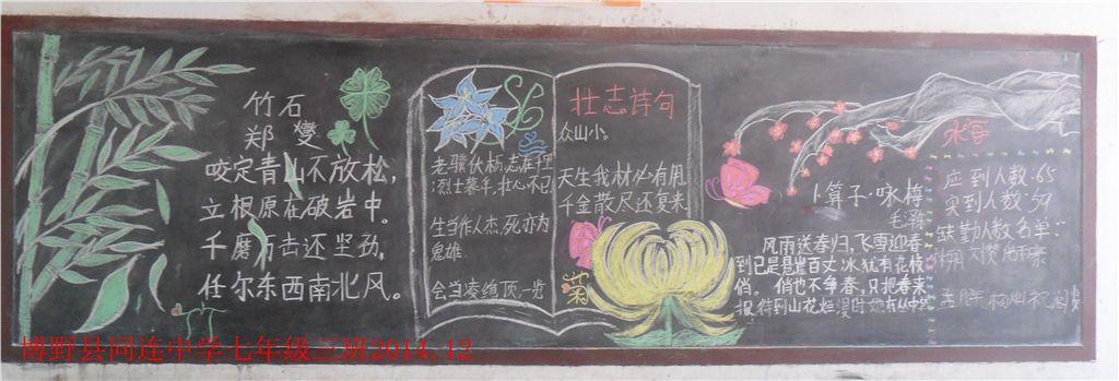 同连中学好习惯黑板报 2014级3班